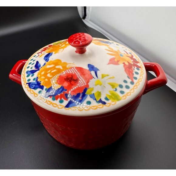 The Pioneer Woman 2.5 Qt Stoneware Casserole Dish w/ Lid Fiona Pattern Red - Picture 10 of 12